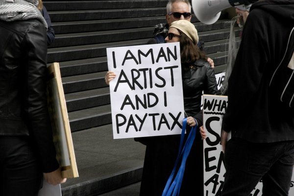 Protest sign - I am an artist and I pay tax