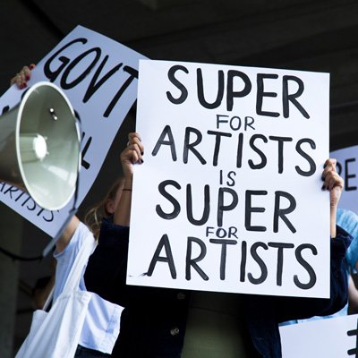Protest sign - Super for artists is super for artists